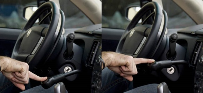 cercle au volant et frein à la main pour personne handicapée moteur.